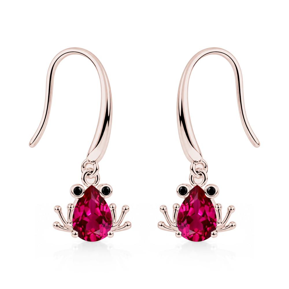 Pear Cut Aquamarine and Black Spinel Frog Hook Earrings - LUO Jewelry #gemstone_Ruby and Black Spinel