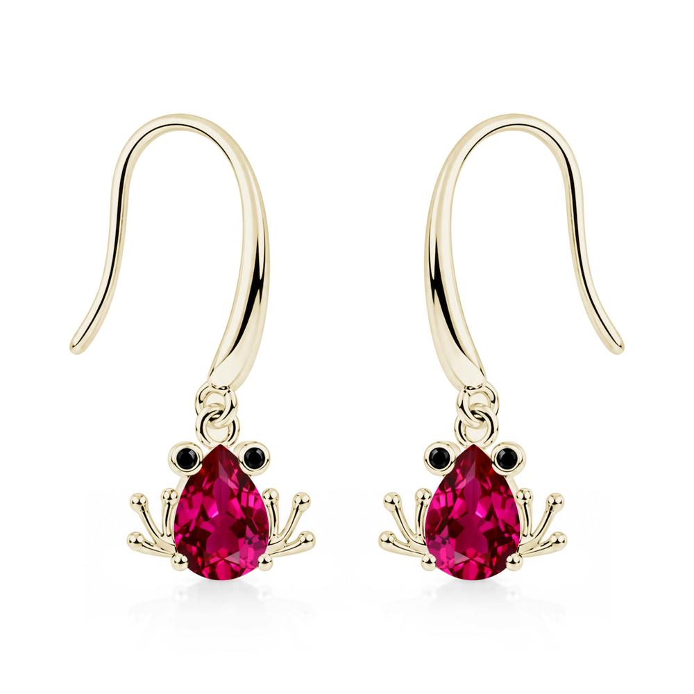 Pear Cut Aquamarine and Black Spinel Frog Hook Earrings - LUO Jewelry #gemstone_Ruby and Black Spinel
