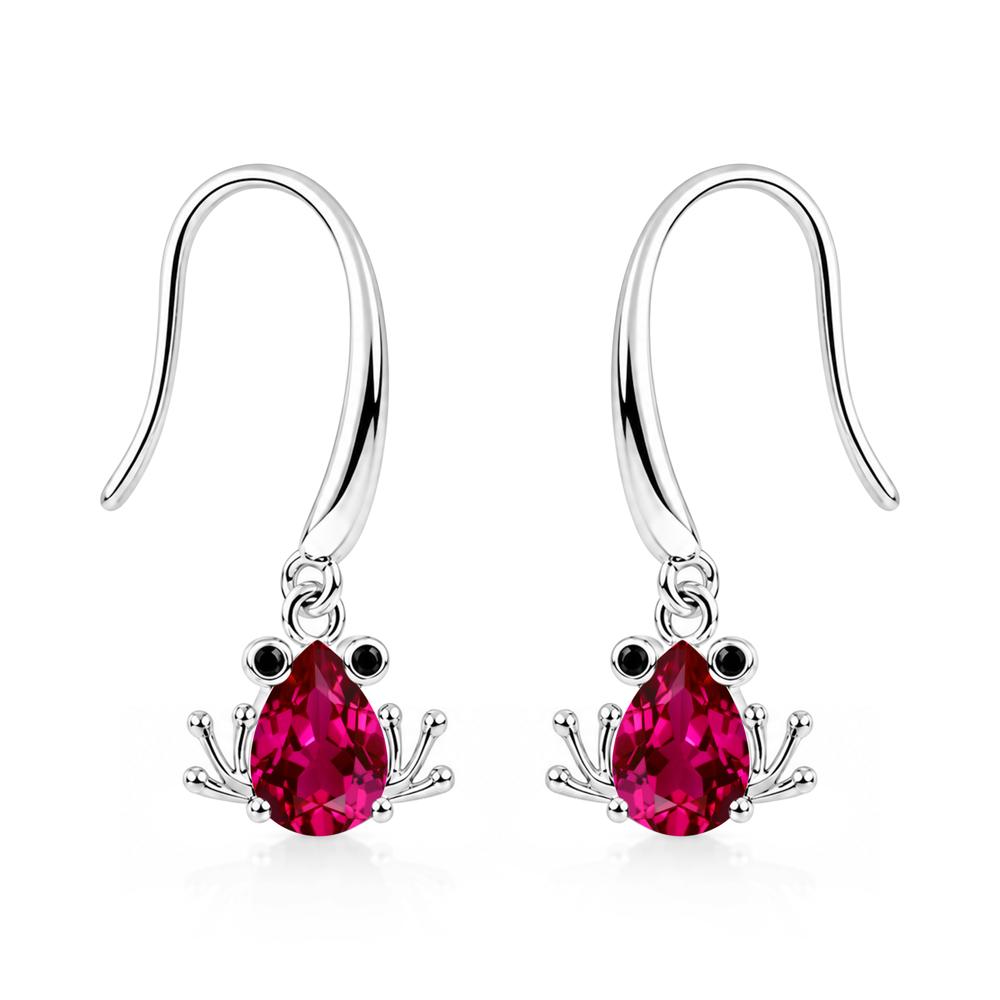 Pear Cut Aquamarine and Black Spinel Frog Hook Earrings - LUO Jewelry #gemstone_Ruby and Black Spinel