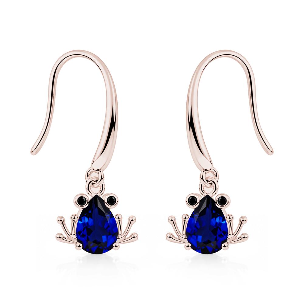 Pear Cut Aquamarine and Black Spinel Frog Hook Earrings - LUO Jewelry #gemstone_Sapphire and Black Spinel