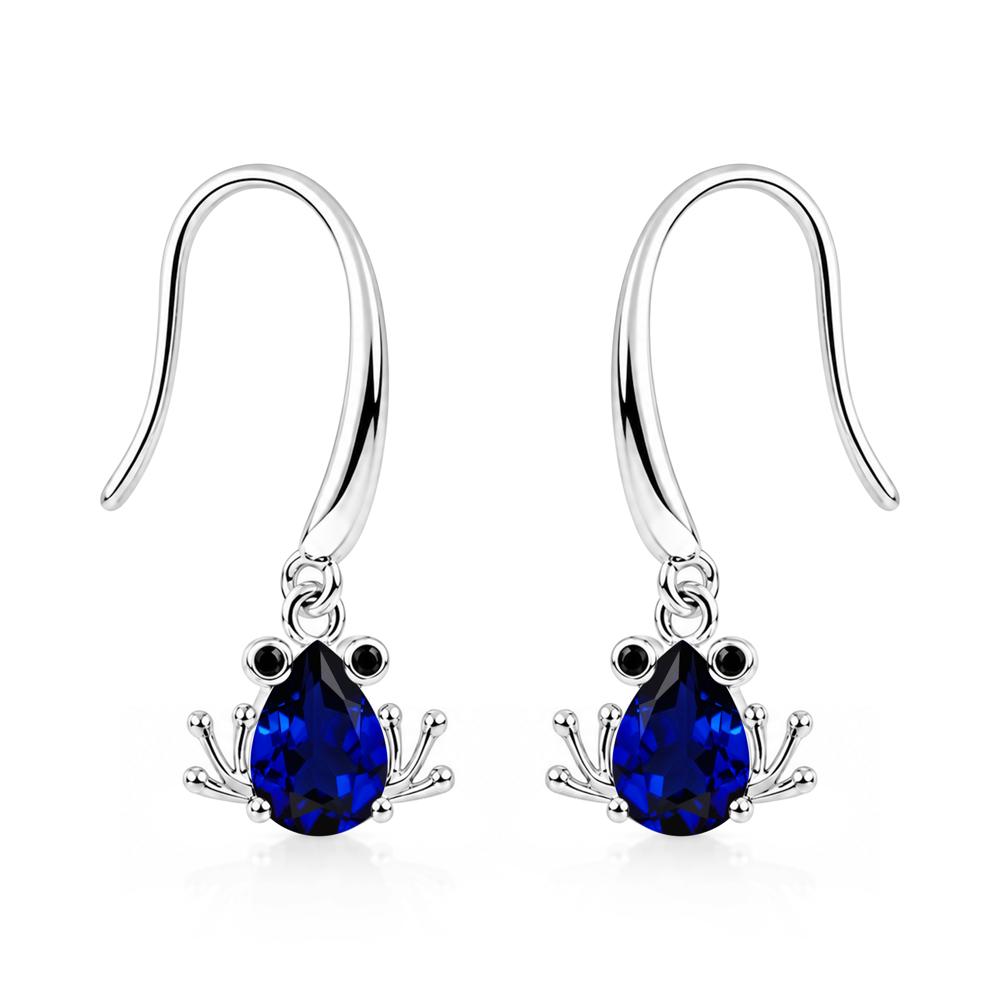 Pear Cut Aquamarine and Black Spinel Frog Hook Earrings - LUO Jewelry #gemstone_Sapphire and Black Spinel