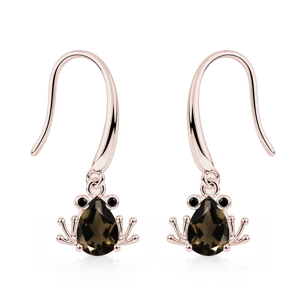 Pear Cut Aquamarine and Black Spinel Frog Hook Earrings - LUO Jewelry #gemstone_Smoky Quartz and Black Spinel
