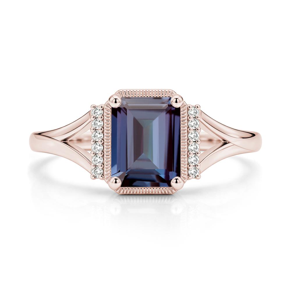 Split Shank Emerald Cut Black Spinel Milgrain Ring - LUO Jewelry #gemstone_Alexandrite