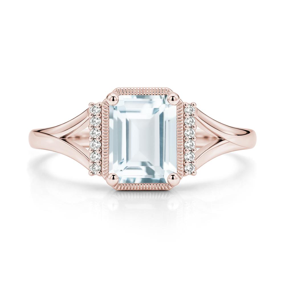 Split Shank Emerald Cut Black Spinel Milgrain Ring - LUO Jewelry #gemstone_Aquamarine