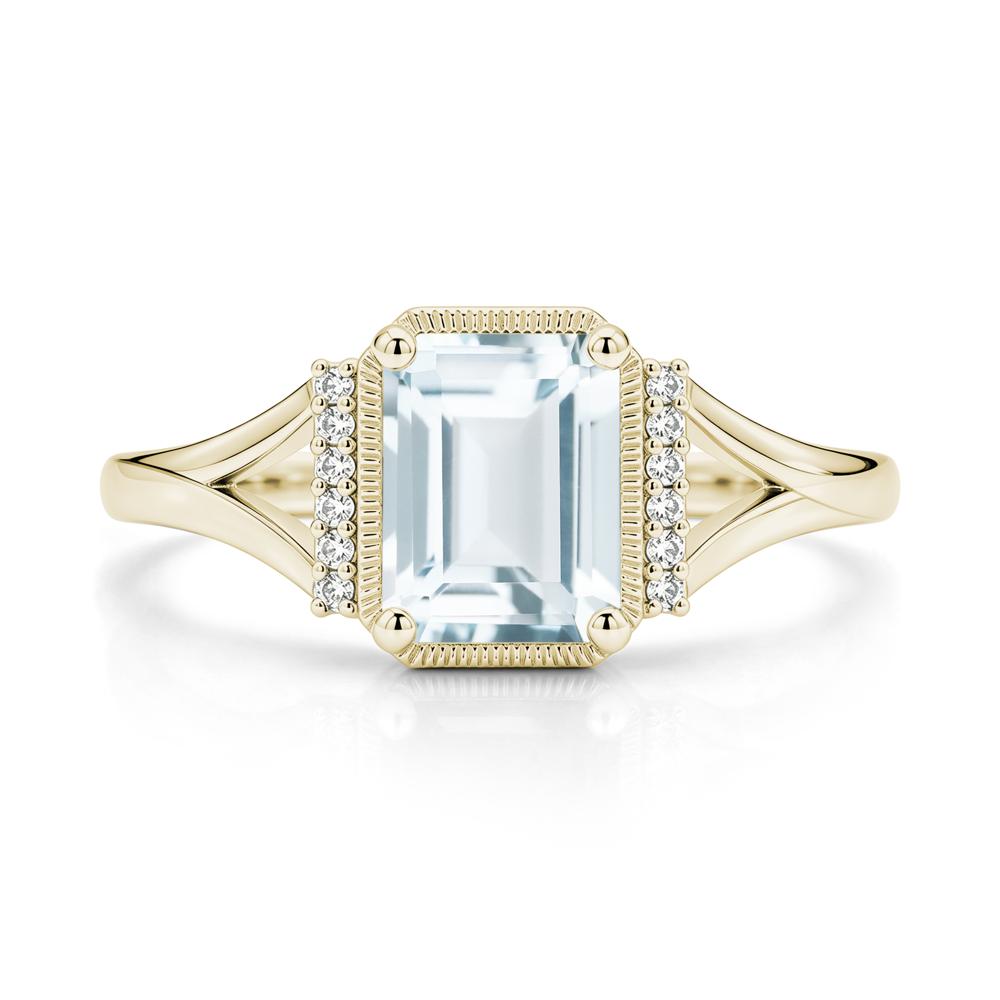 Split Shank Emerald Cut Black Spinel Milgrain Ring - LUO Jewelry #gemstone_Aquamarine