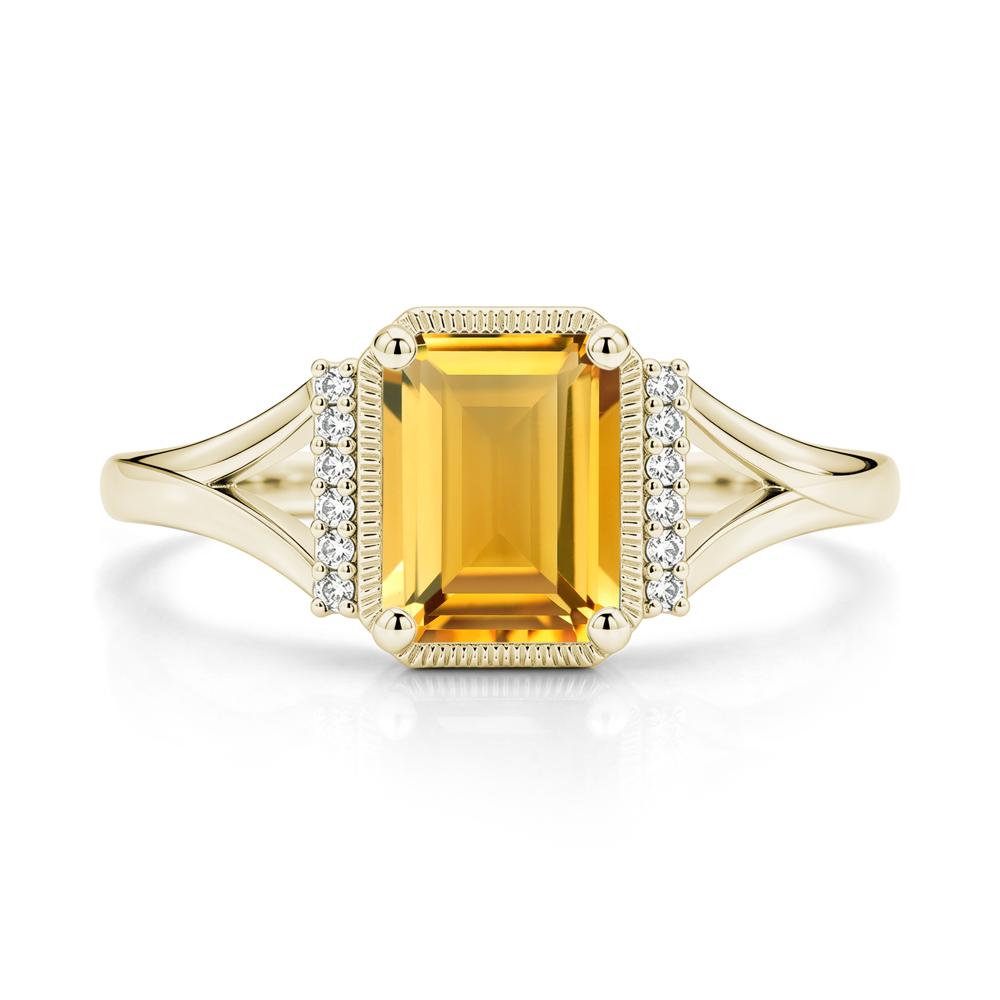 Split Shank Emerald Cut Black Spinel Milgrain Ring - LUO Jewelry #gemstone_Citrine