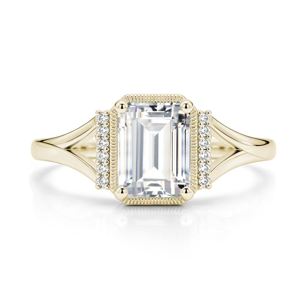 Split Shank Emerald Cut Black Spinel Milgrain Ring - LUO Jewelry #gemstone_Cubic Zirconia