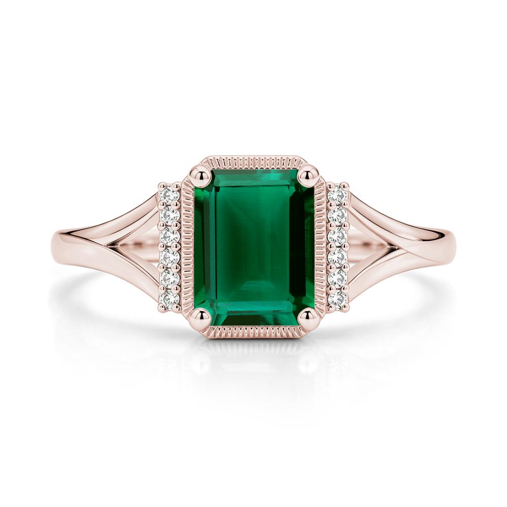 Split Shank Emerald Cut Black Spinel Milgrain Ring - LUO Jewelry #gemstone_Emerald