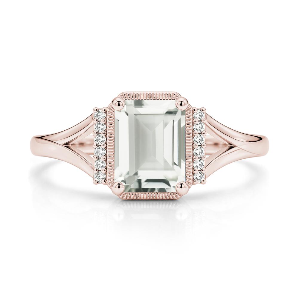 Split Shank Emerald Cut Black Spinel Milgrain Ring - LUO Jewelry #gemstone_Green Amethyst