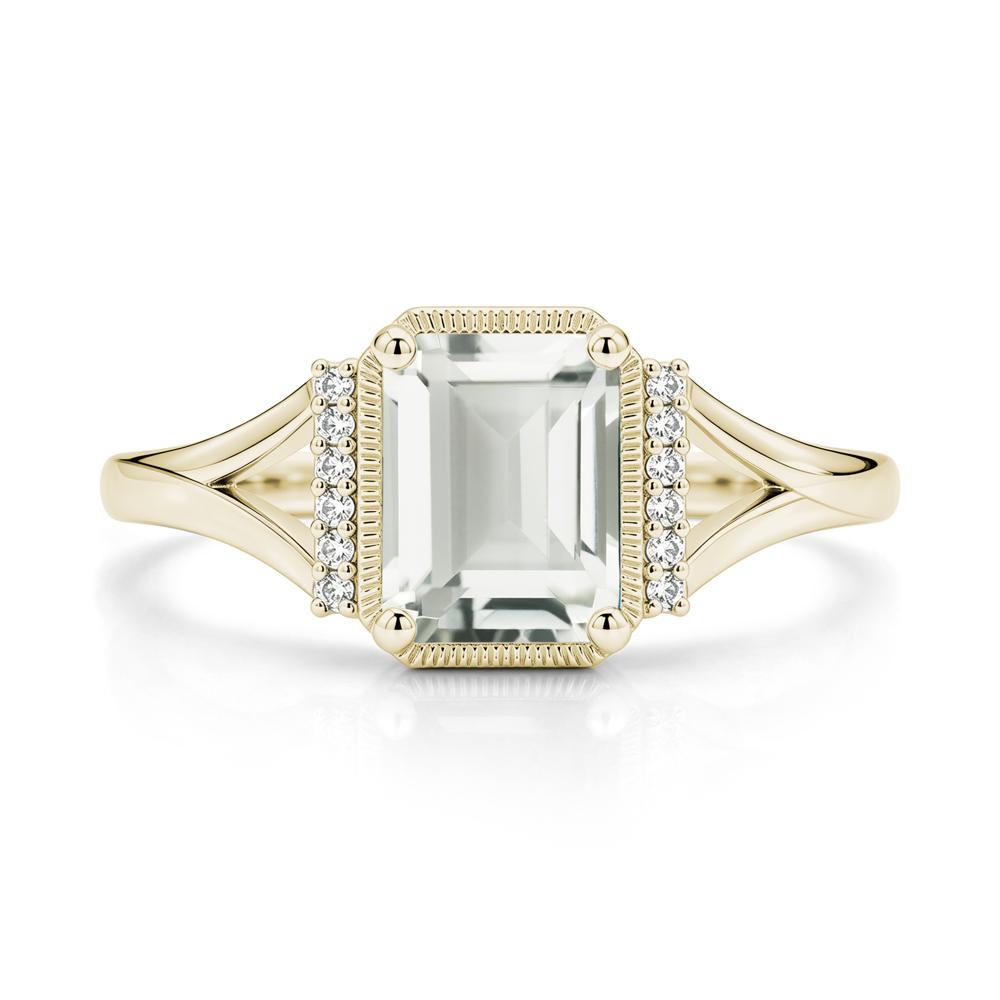 Split Shank Emerald Cut Black Spinel Milgrain Ring - LUO Jewelry #gemstone_Green Amethyst