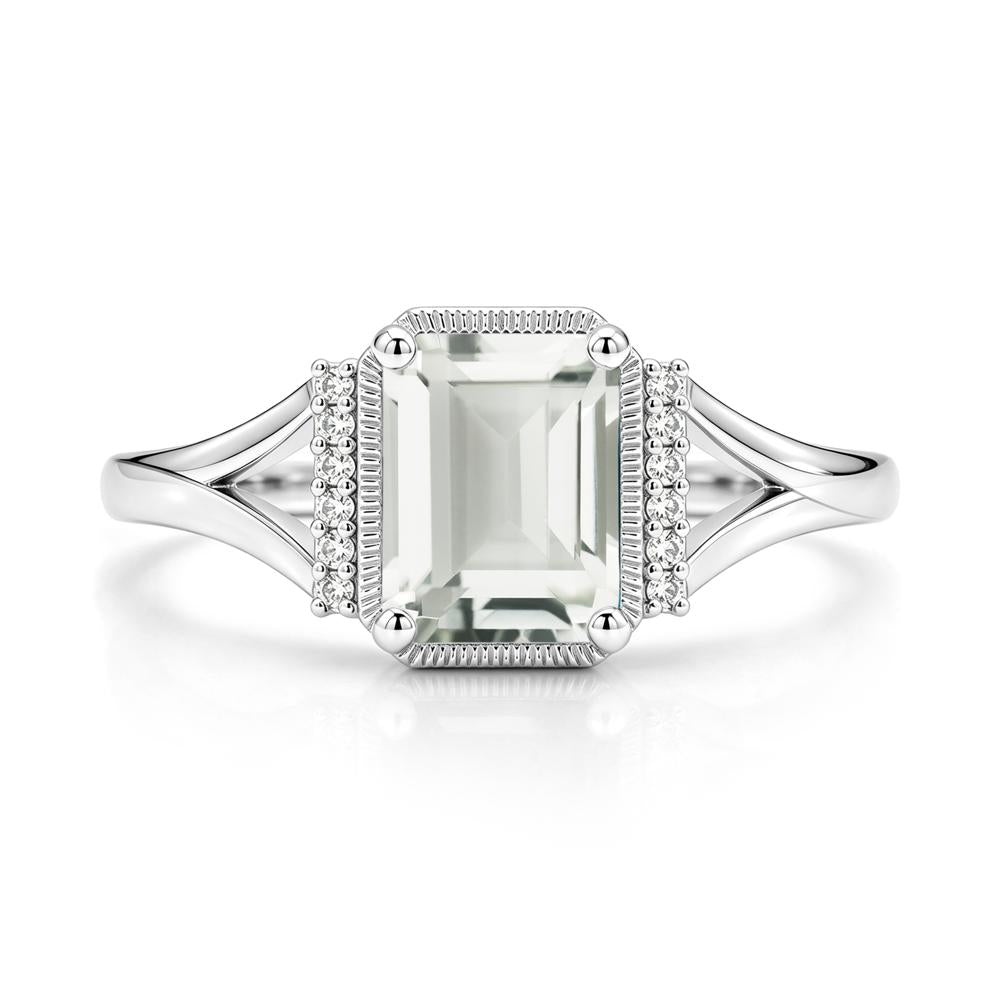 Split Shank Emerald Cut Black Spinel Milgrain Ring - LUO Jewelry #gemstone_Green Amethyst
