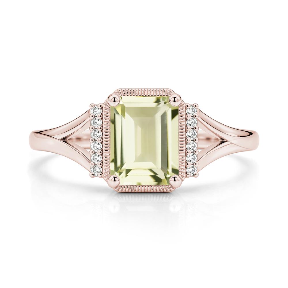 Split Shank Emerald Cut Black Spinel Milgrain Ring - LUO Jewelry #gemstone_Lemon Quartz