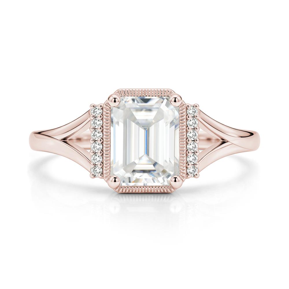 Split Shank Emerald Cut Black Spinel Milgrain Ring - LUO Jewelry #gemstone_Moissanite