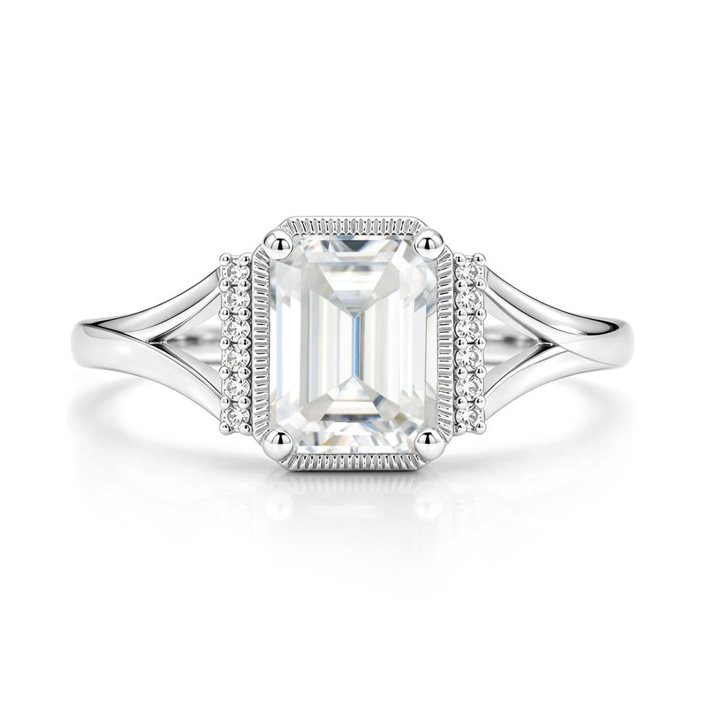 Split Shank Emerald Cut Black Spinel Milgrain Ring - LUO Jewelry #gemstone_Moissanite
