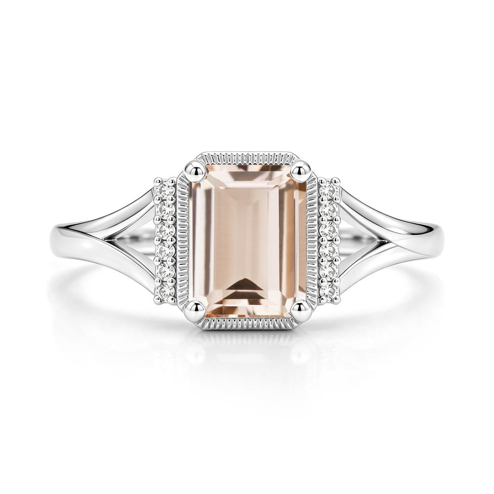Split Shank Emerald Cut Black Spinel Milgrain Ring - LUO Jewelry #gemstone_Morganite