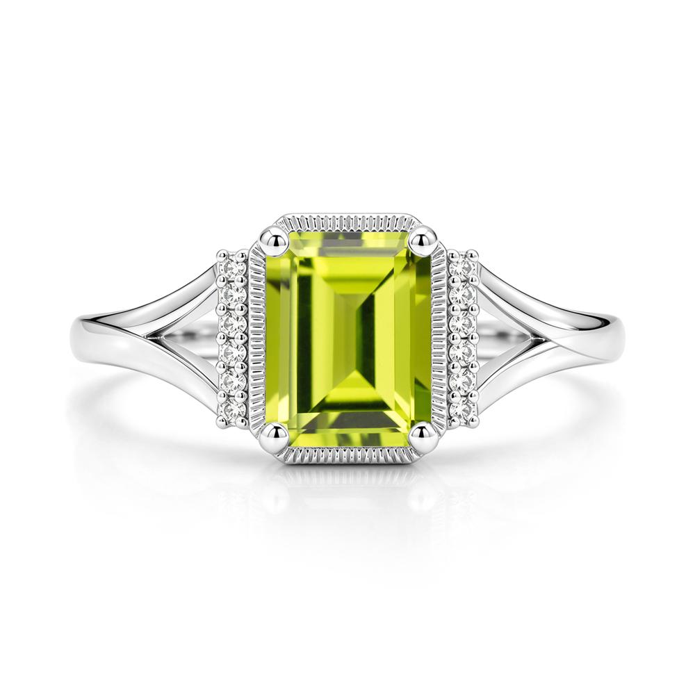 Split Shank Emerald Cut Black Spinel Milgrain Ring - LUO Jewelry #gemstone_Peridot
