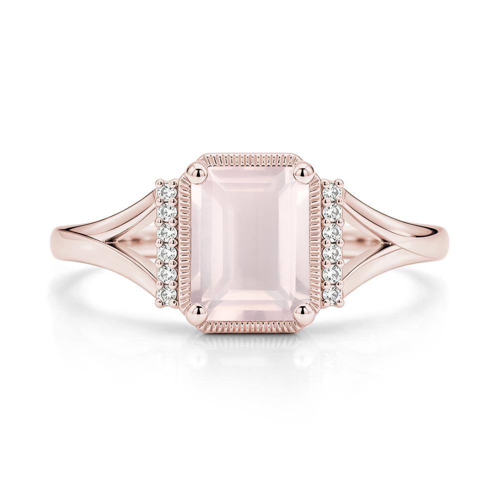 Split Shank Emerald Cut Black Spinel Milgrain Ring - LUO Jewelry #gemstone_Rose Quartz