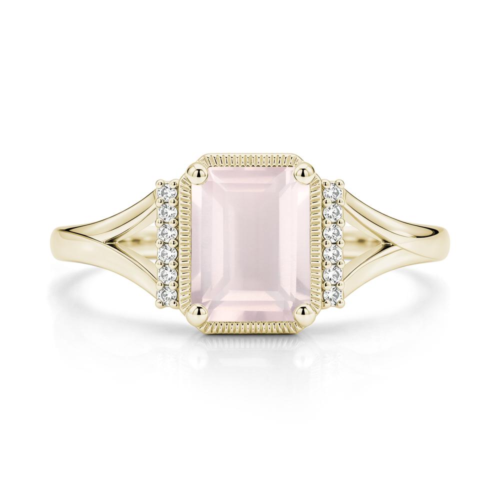 Split Shank Emerald Cut Black Spinel Milgrain Ring - LUO Jewelry #gemstone_Rose Quartz