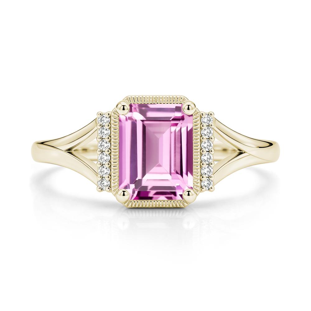Split Shank Emerald Cut Black Spinel Milgrain Ring - LUO Jewelry #gemstone_Pink Sapphire