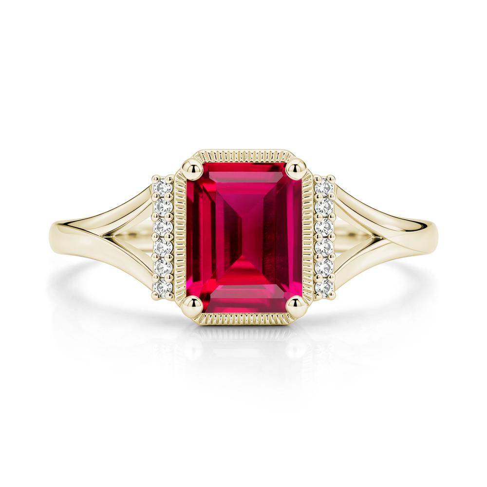 Split Shank Emerald Cut Black Spinel Milgrain Ring - LUO Jewelry #gemstone_Ruby
