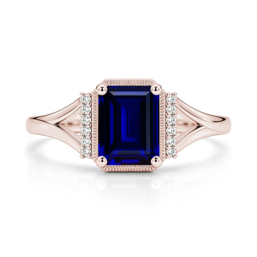 Split Shank Emerald Cut Black Spinel Milgrain Ring - LUO Jewelry #gemstone_Sapphire