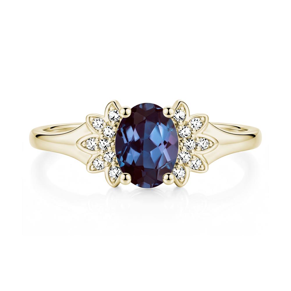 Oval Shaped London Blue Topaz Cluster Cocktail Ring - LUO Jewelry #gemstone_Alexandrite