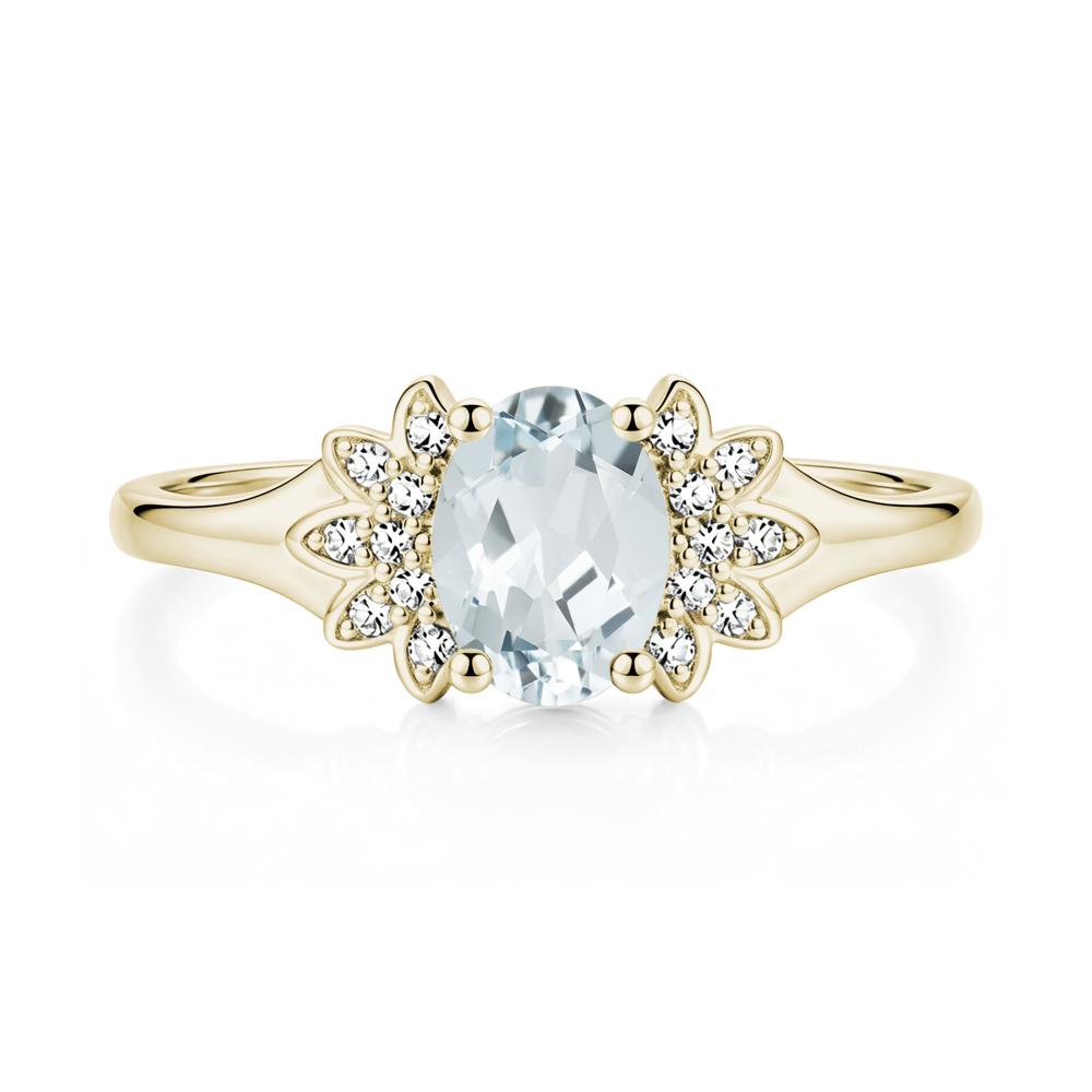 Oval Shaped London Blue Topaz Cluster Cocktail Ring - LUO Jewelry #gemstone_Aquamarine