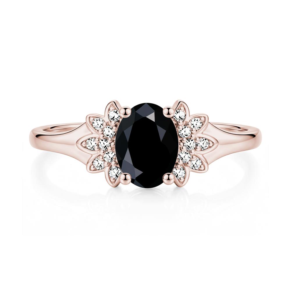 Oval Shaped London Blue Topaz Cluster Cocktail Ring - LUO Jewelry #gemstone_Black Spinel