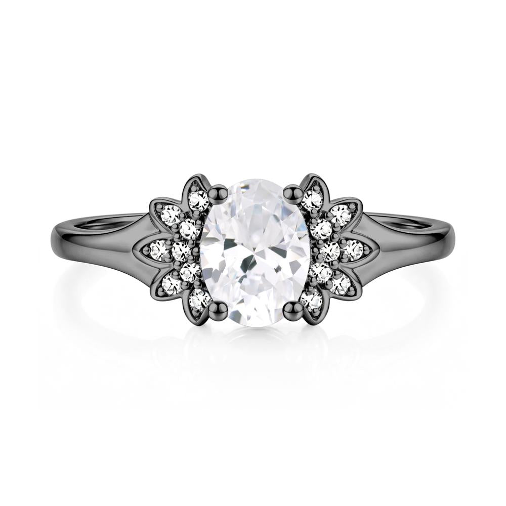 Oval Shaped London Blue Topaz Cluster Cocktail Ring - LUO Jewelry #gemstone_Cubic Zirconia