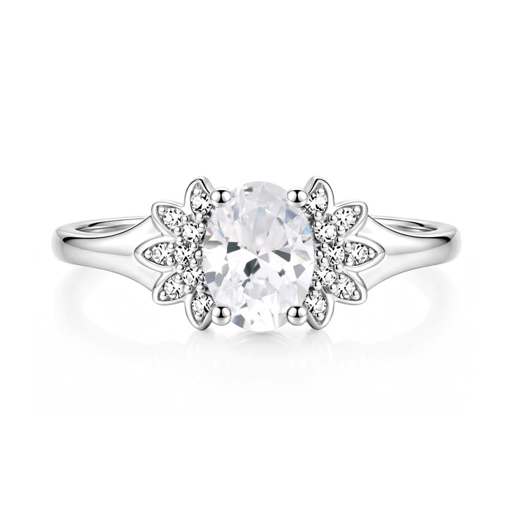 Oval Shaped London Blue Topaz Cluster Cocktail Ring - LUO Jewelry #gemstone_Cubic Zirconia