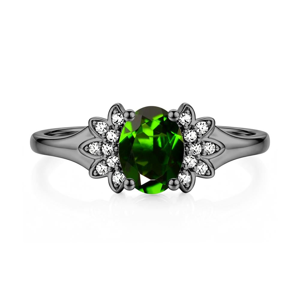 Oval Shaped London Blue Topaz Cluster Cocktail Ring - LUO Jewelry #gemstone_Diopside