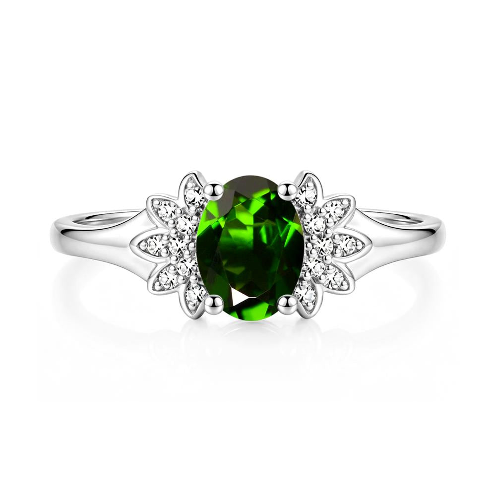 Oval Shaped London Blue Topaz Cluster Cocktail Ring - LUO Jewelry #gemstone_Diopside