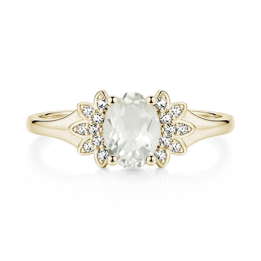 Oval Shaped London Blue Topaz Cluster Cocktail Ring - LUO Jewelry #gemstone_Green Amethyst