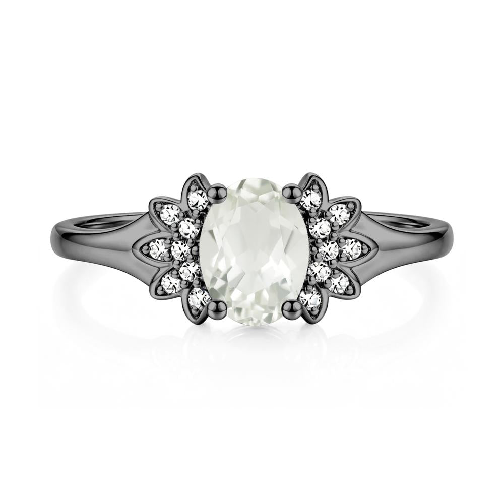 Oval Shaped London Blue Topaz Cluster Cocktail Ring - LUO Jewelry #gemstone_Green Amethyst