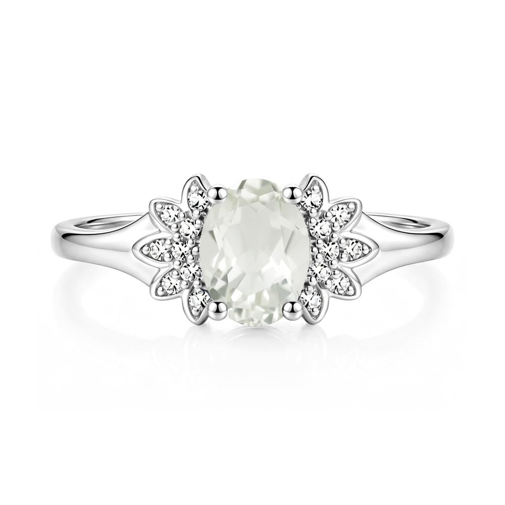 Oval Shaped London Blue Topaz Cluster Cocktail Ring - LUO Jewelry #gemstone_Green Amethyst