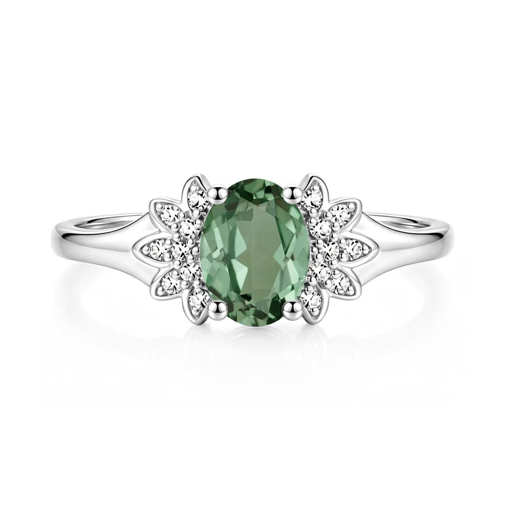 Oval Shaped London Blue Topaz Cluster Cocktail Ring - LUO Jewelry #gemstone_Green Sapphire