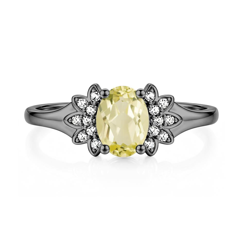 Oval Shaped London Blue Topaz Cluster Cocktail Ring - LUO Jewelry #gemstone_Lemon Quartz