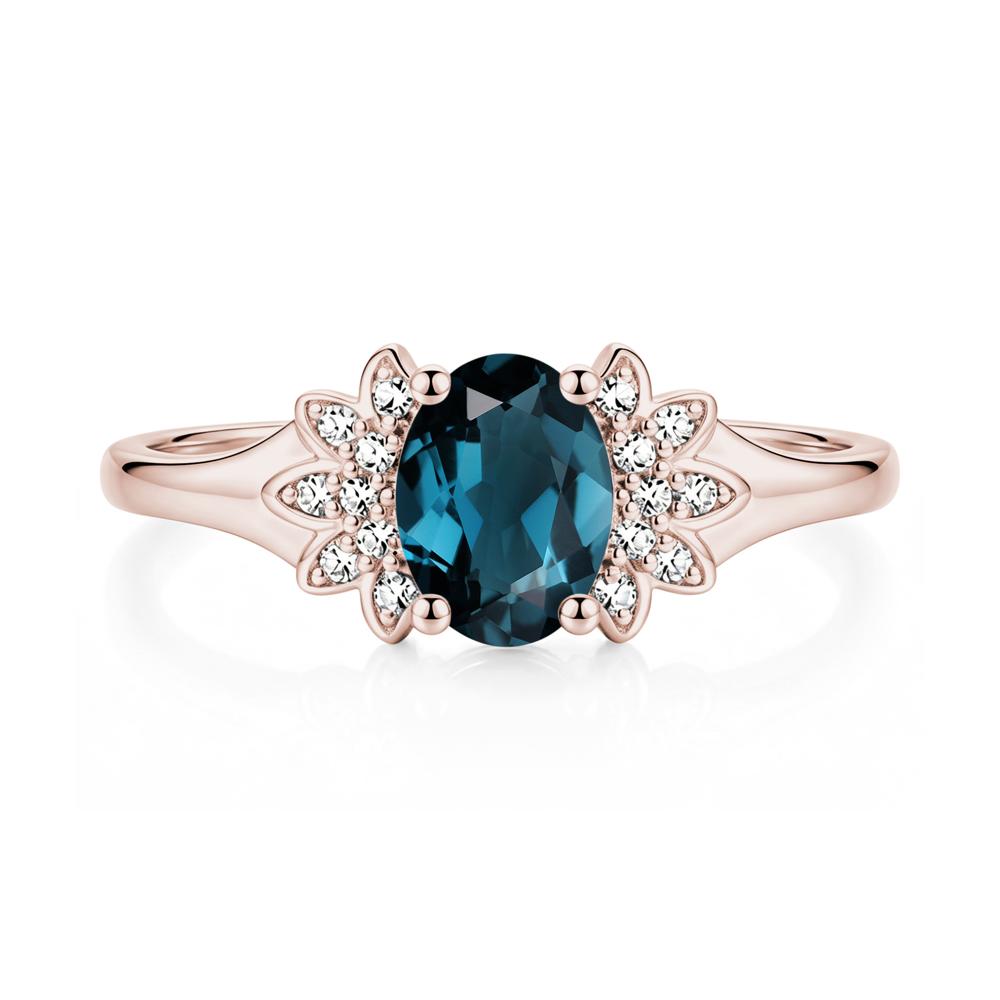 Oval Shaped London Blue Topaz Cluster Cocktail Ring - LUO Jewelry #gemstone_London Blue Topaz