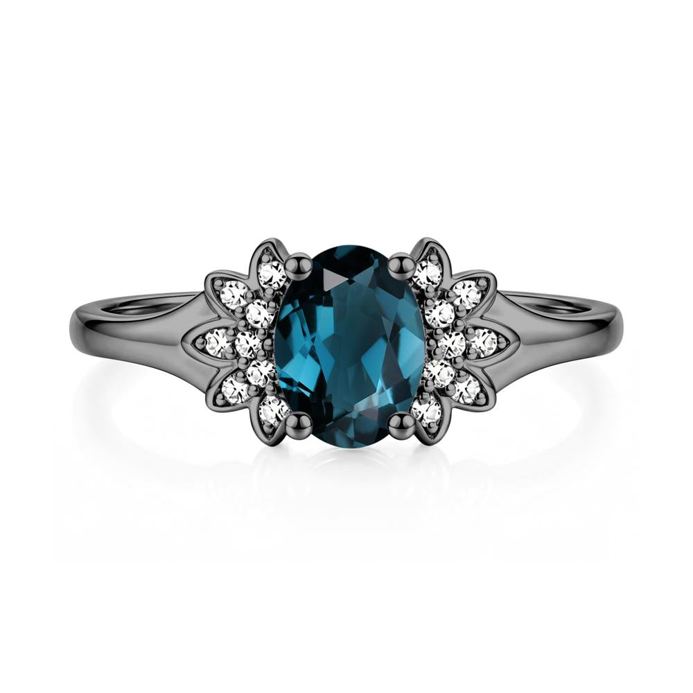 Oval Shaped London Blue Topaz Cluster Cocktail Ring - LUO Jewelry #gemstone_London Blue Topaz