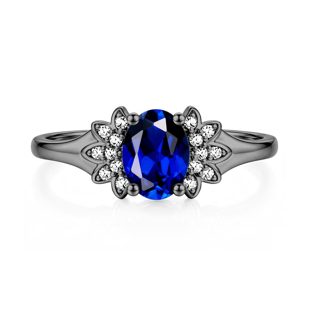 Oval Shaped London Blue Topaz Cluster Cocktail Ring - LUO Jewelry #gemstone_Sapphire