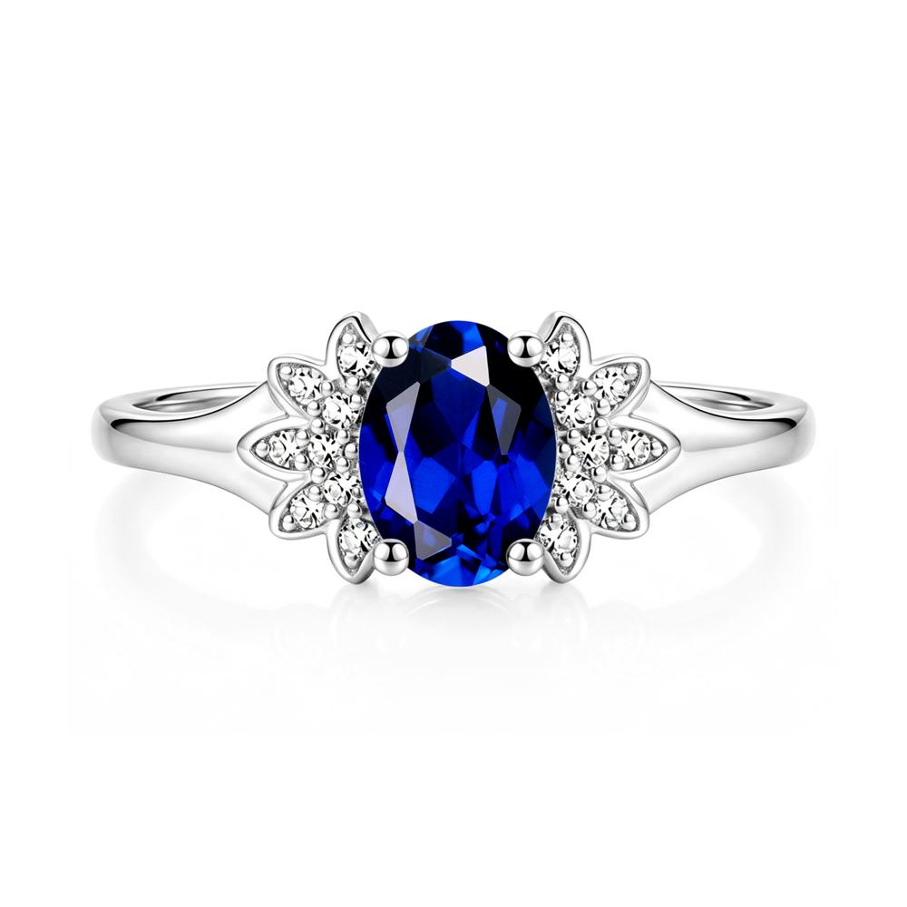 Oval Shaped London Blue Topaz Cluster Cocktail Ring - LUO Jewelry #gemstone_Sapphire