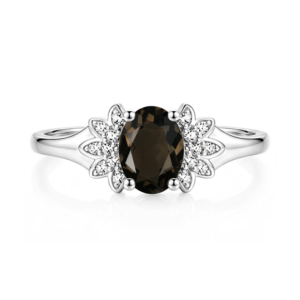 Oval Shaped London Blue Topaz Cluster Cocktail Ring - LUO Jewelry #gemstone_Smoky Quartz