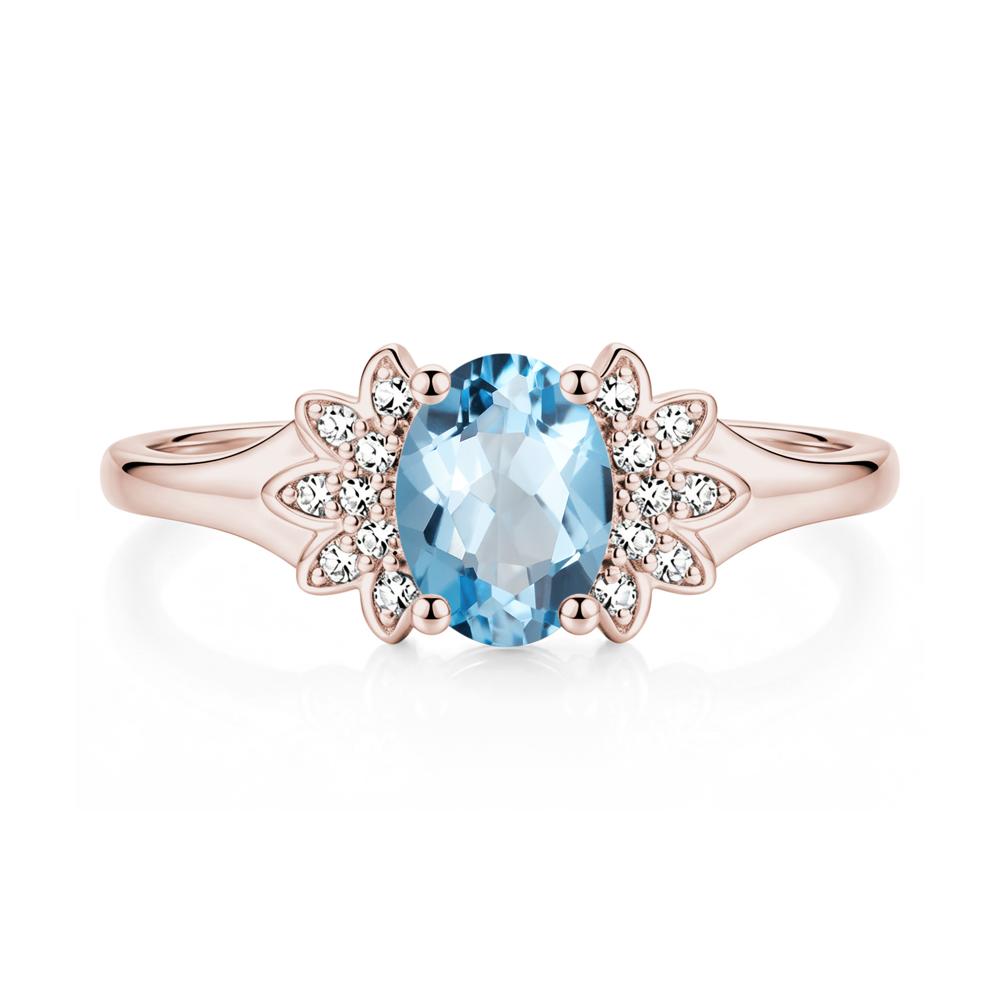 Oval Shaped London Blue Topaz Cluster Cocktail Ring - LUO Jewelry #gemstone_Swiss Blue Topaz