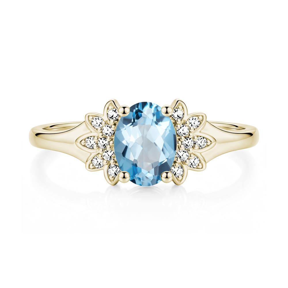 Oval Shaped London Blue Topaz Cluster Cocktail Ring - LUO Jewelry #gemstone_Swiss Blue Topaz