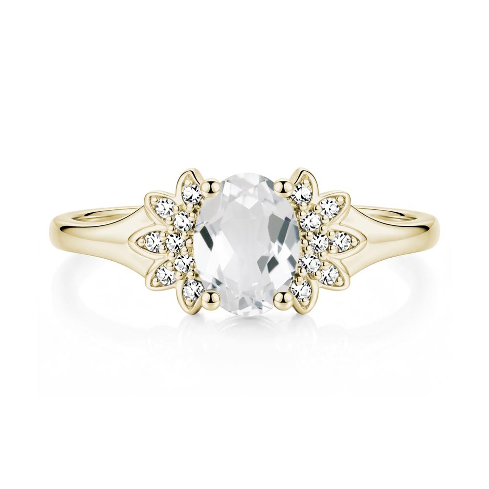 Oval Shaped London Blue Topaz Cluster Cocktail Ring - LUO Jewelry #gemstone_White Topaz