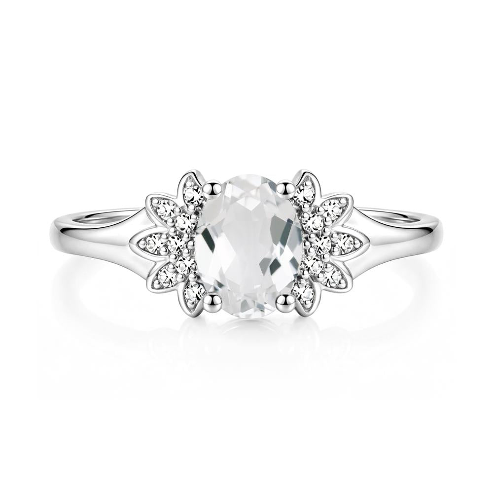 Oval Shaped London Blue Topaz Cluster Cocktail Ring - LUO Jewelry #gemstone_White Topaz