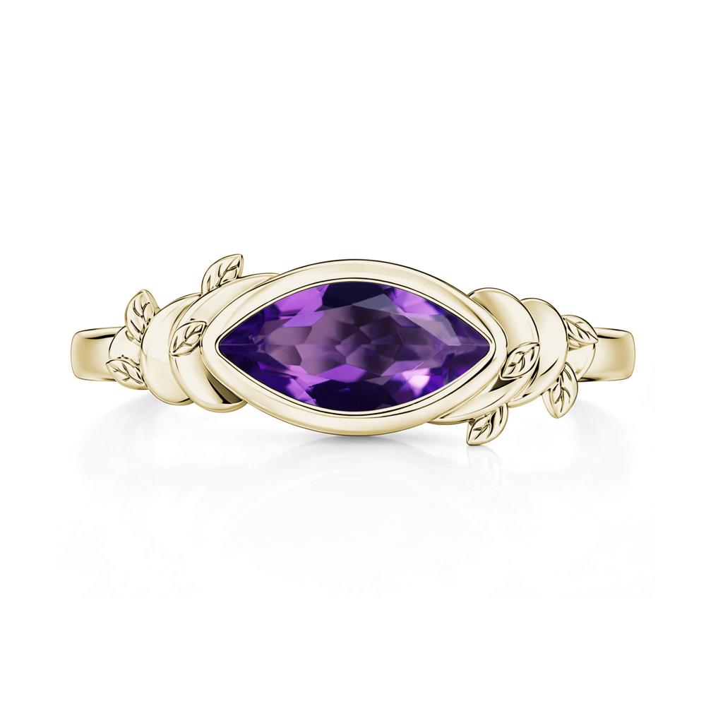 East West Marquise Cut Garnet Leaf and Vine Ring - LUO Jewelry #gemstone_Amethyst