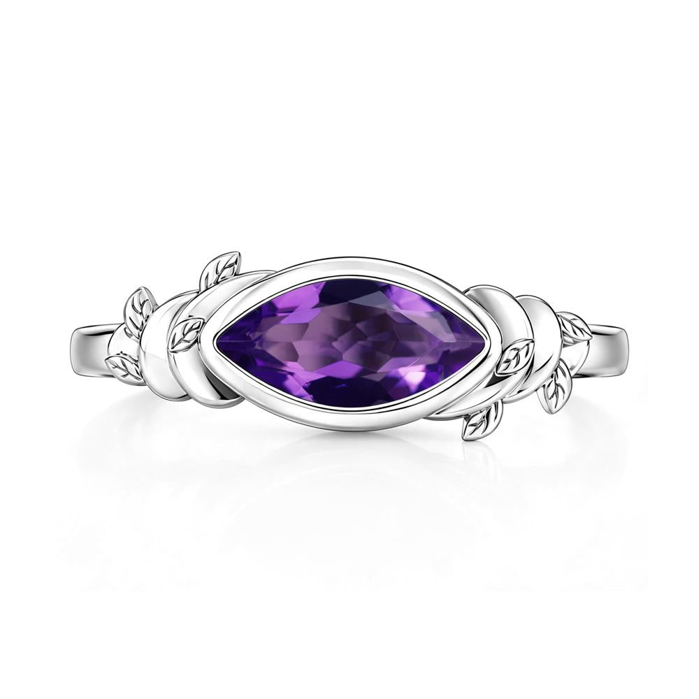 East West Marquise Cut Garnet Leaf and Vine Ring - LUO Jewelry #gemstone_Amethyst