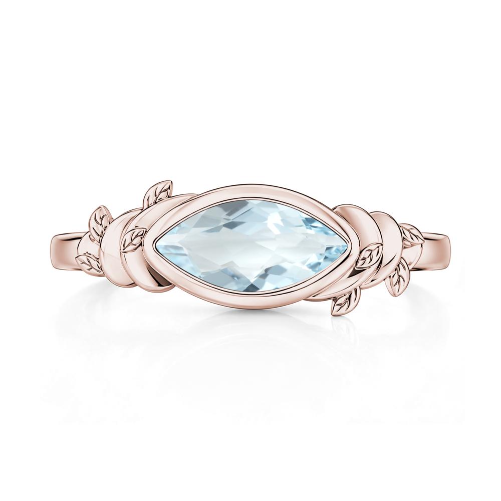 East West Marquise Cut Garnet Leaf and Vine Ring - LUO Jewelry #gemstone_Aquamarine