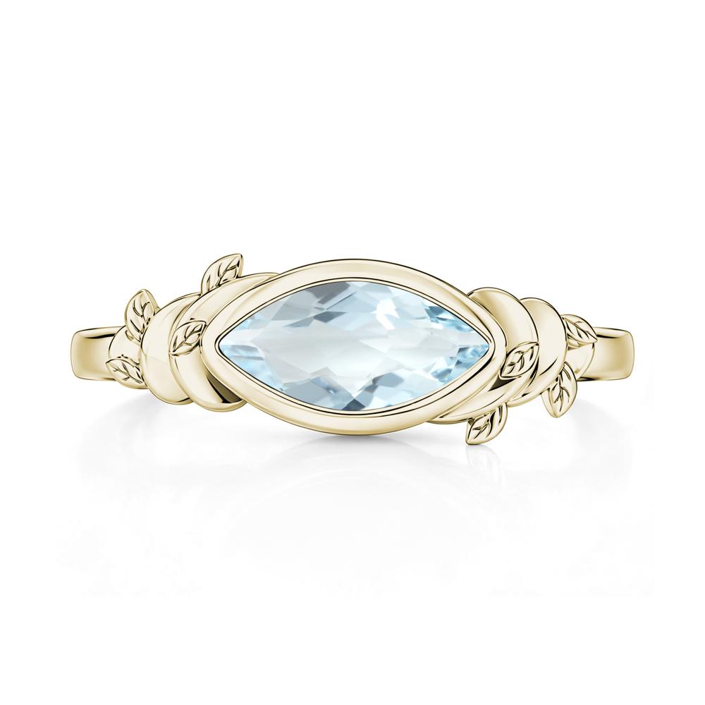 East West Marquise Cut Garnet Leaf and Vine Ring - LUO Jewelry #gemstone_Aquamarine